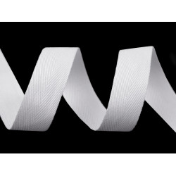 Bandă din bumbac herringbone, lățime 20 mm - Alb (180 Metri)