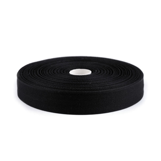 Bandă din bumbac herringbone, lățime 25 mm - Negru (90 Metri) Bandă din bumbac herringbone, lățime 25 mm - Negru (90 Metri)
