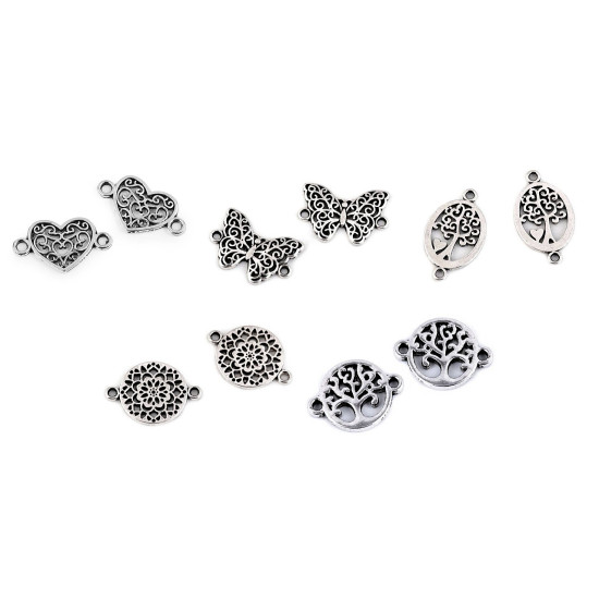 Ornamente metalice filigran - fluture, mandala, inimă, pom - Platinum (5 Bucăți)