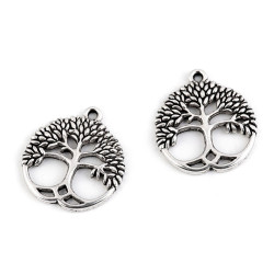 Pandantiv pomul vieții, ø23 mm - Platinum (2 Bucăți)