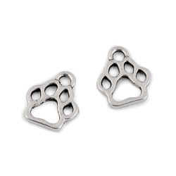 Pandantiv lăbuță câine, 11x13 mm - Platinum (10 Bucăți)