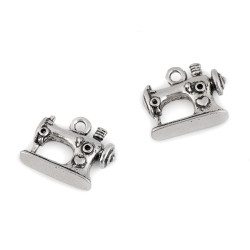 Pandantiv mașină de cusut, 13x16 mm - Platinum (4 Bucăți)