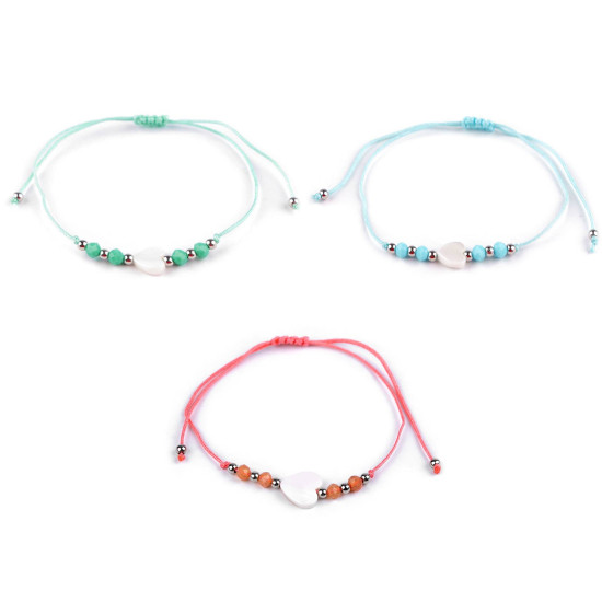 Brățară shamballa inimă - Albastru deschis (3 Bucăți)