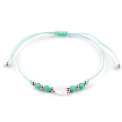 Brățară shamballa inimă - Verde mentol (1 Bucată)