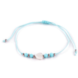 Brățară shamballa inimă - Albastru deschis (1 Bucată)
