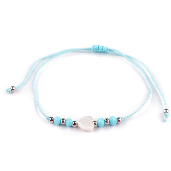 Brățară shamballa inimă - Albastru deschis (3 Bucăți)