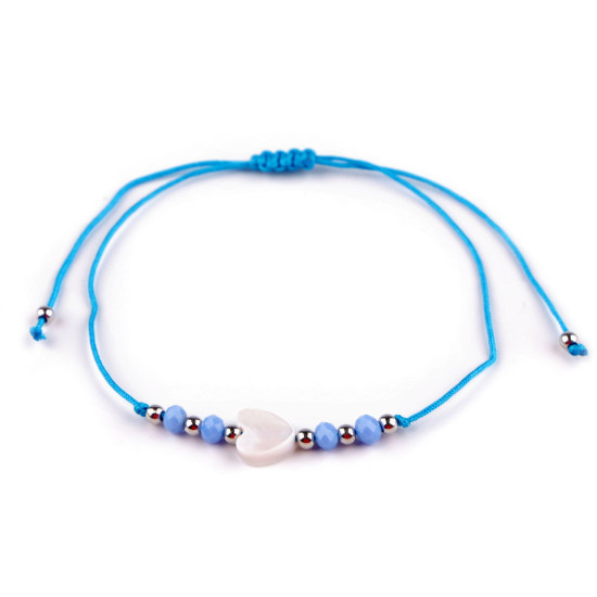Brățară shamballa inimă - Albastru deschis (3 Bucăți)