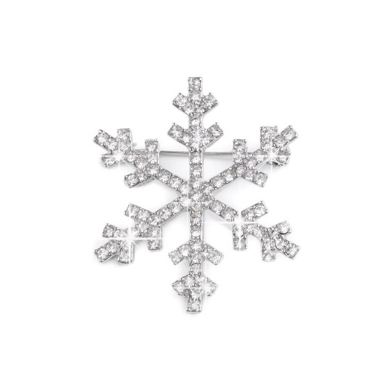 Broșă fulg de nea cu strasuri - Cristal (1 Bucată) Broșă fulg de nea cu strasuri - Cristal (1 Bucată)