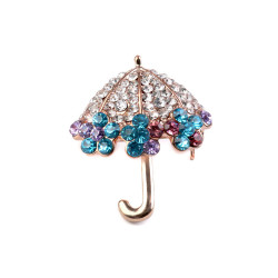 Broșă cu strasuri - umbrelă, albină - Auriu rose (1 Bucată)