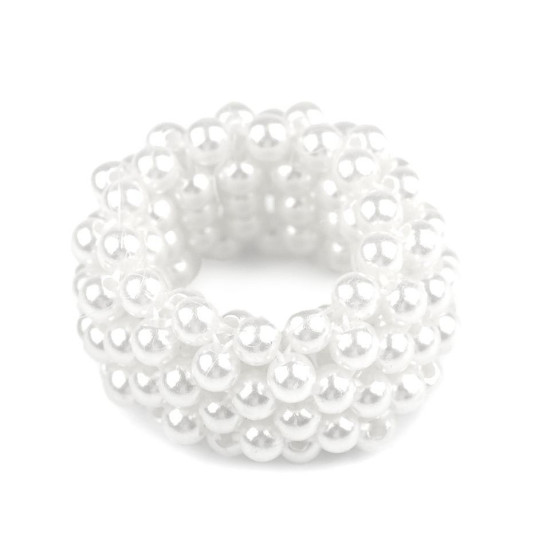 Elastic de păr cu perle - Alb (1 Bucată) Elastic de păr cu perle - Alb (1 Bucată)