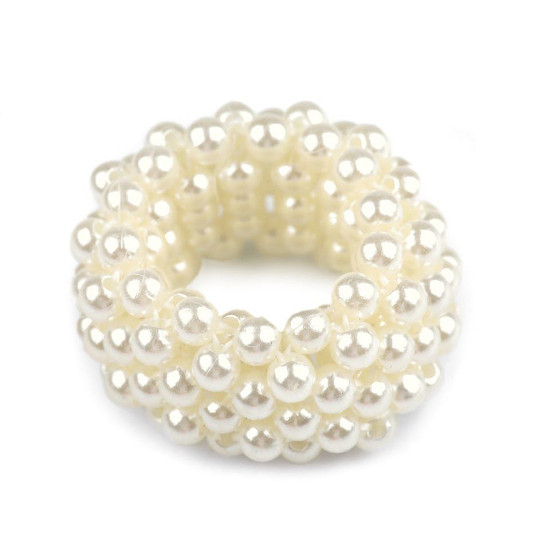 Elastic de păr cu perle - Alb (1 Bucată) Elastic de păr cu perle - Alb (1 Bucată)