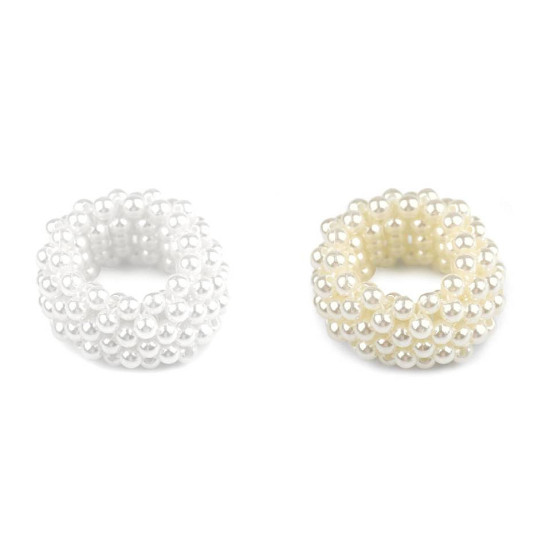 Elastic de păr cu perle - Alb (1 Bucată) Elastic de păr cu perle - Alb (1 Bucată)