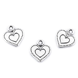 Pandantiv inimioară, 12x13 mm - Platinum (10 Bucăți)