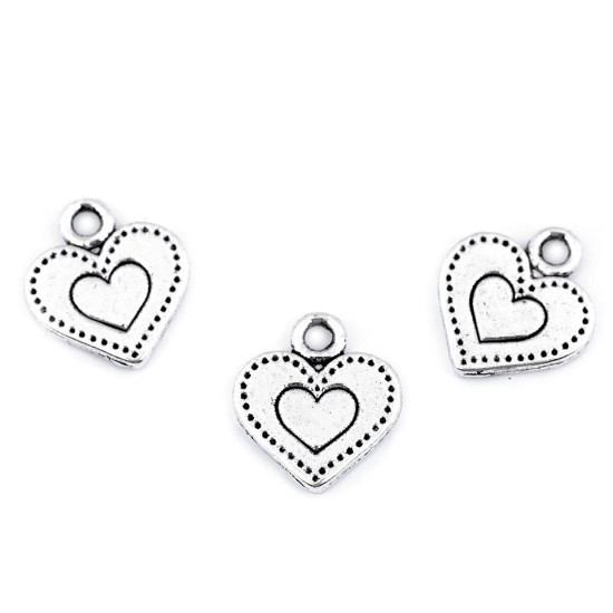Pandantiv inimioară, 12x13 mm - Platinum (10 Bucăți) Pandantiv inimioară, 12x13 mm - Platinum (10 Bucăți)