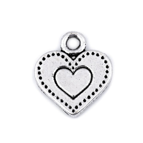 Pandantiv inimioară, 12x13 mm - Platinum (10 Bucăți) Pandantiv inimioară, 12x13 mm - Platinum (10 Bucăți)