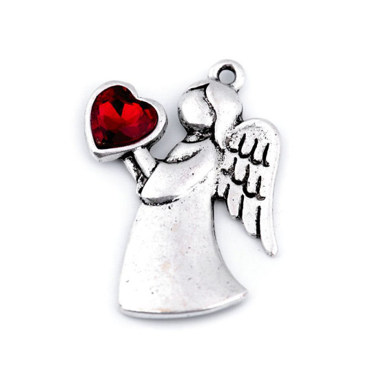 Pandantiv îngeraș cu inimioară, 24x36 mm - Cristal (1 Bucată) Pandantiv îngeraș cu inimioară, 24x36 mm - Cristal (1 Bucată)
