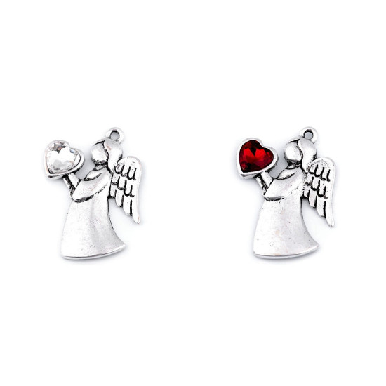 Pandantiv îngeraș cu inimioară, 24x36 mm - Cristal (1 Bucată) Pandantiv îngeraș cu inimioară, 24x36 mm - Cristal (1 Bucată)