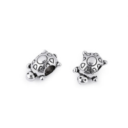 Mărgele metalice broască țestoasă, 10x14 mm - Platinum (5 Bucăți)