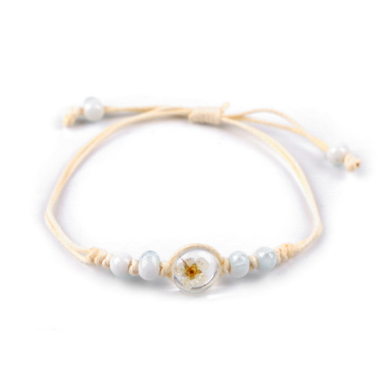Brățară shamballa cu mărgele și floare - Roz (3 Bucăți)