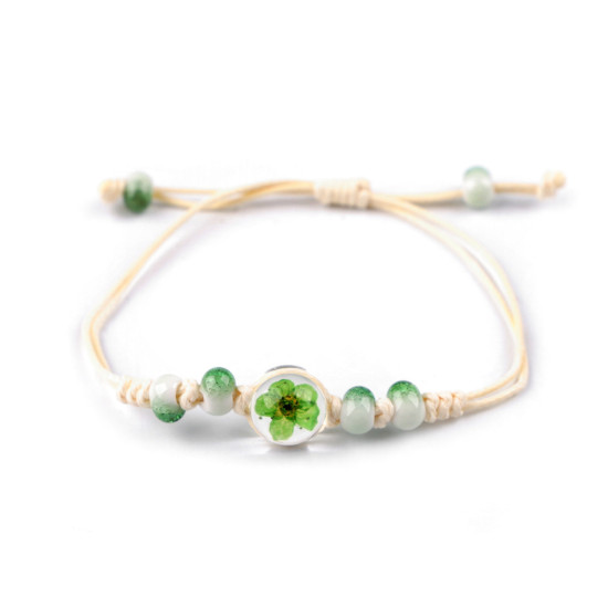 Brățară shamballa cu mărgele și floare - Roz (3 Bucăți)