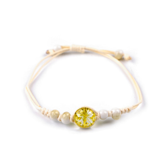 Brățară shamballa cu mărgele și floare - Roz (3 Bucăți)