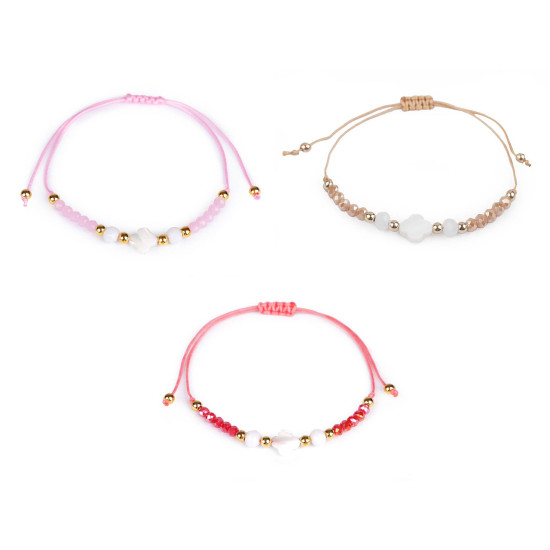 Brățară shamballa cu mărgele din sticlă - Roșu (1 Bucată)