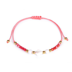 Brățară shamballa cu mărgele din sticlă - Roșu (1 Bucată)