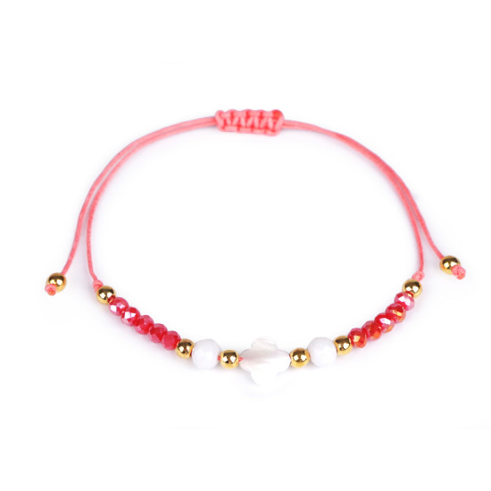 Brățară shamballa cu mărgele din sticlă - Roșu (1 Bucată)