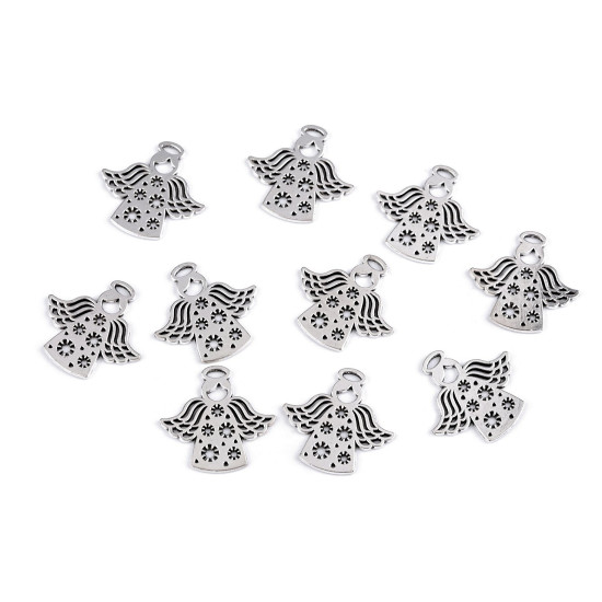 Pandantiv îngeraș, 27x28 mm - Platinum (2 Bucăți) Pandantiv îngeraș, 27x28 mm - Platinum (2 Bucăți)