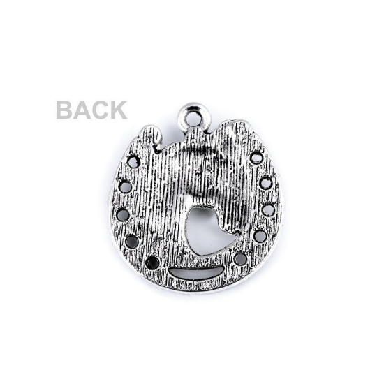 Pandantiv cal cu potcoavă, 18x21 mm - Platinum (5 Bucăți) Pandantiv cal cu potcoavă, 18x21 mm - Platinum (5 Bucăți)