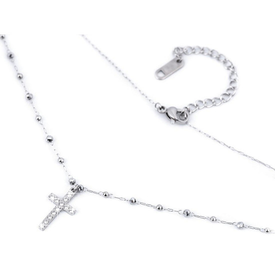 Colier din oțel inoxidabil cu cruciuliță - Argintiu (1 Bucată) Colier din oțel inoxidabil cu cruciuliță - Argintiu (1 Bucată)