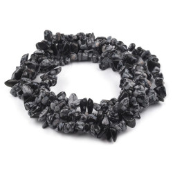 Mărgele chipsuri obsidian, șirag 85 cm - Obsidian fulg de nea (1 Șir)