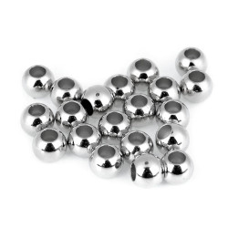 Mărgele metalizate cu gaură mare, 8x10 mm - Argintiu (1200 Bucăți)