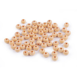 Mărgele din lemn, ø6 mm - Natural deschis (10 Grame)