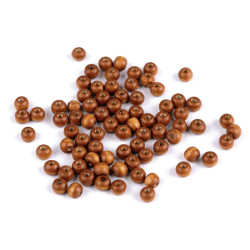Mărgele din lemn, ø6 mm - Maro deschis (10 Grame)