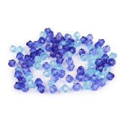 Mărgele plastic fațetate, 6x6 mm - Albastru delta (100 Grame)
