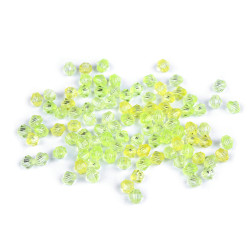Mărgele plastic fațetate, 6x6 mm - Galben verzui (100 Grame)