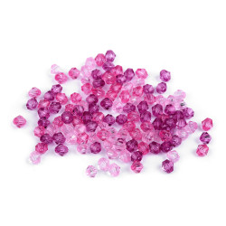 Mărgele plastic fațetate, 6x6 mm - Purple-pink (100 Grame)