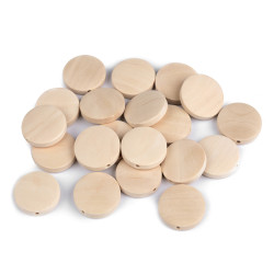 Mărgele din lemn nevopsite ø20 mm - Natural deschis (20 Bucăți)