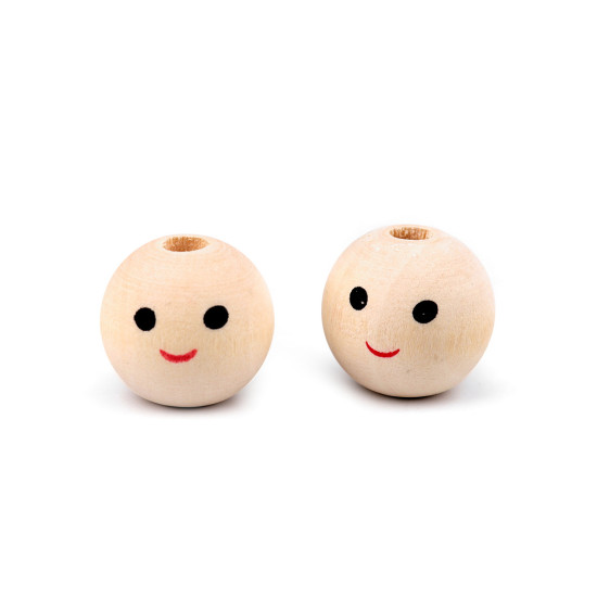 Mărgele din lemn cu față ø18 mm - Natural deschis (10 Bucăți)