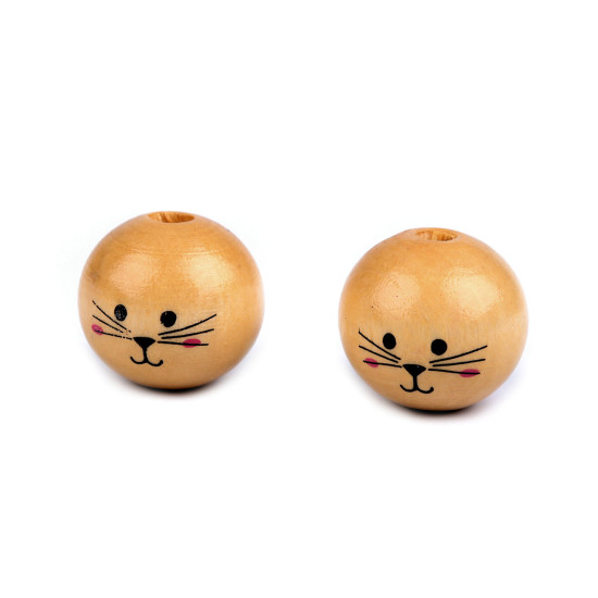 Mărgele din lemn cu față de animale ø20 mm - Natural deschis (50 Bucăți) Mărgele din lemn cu față de animale ø20 mm - Natural deschis (50 Bucăți)