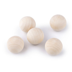 Bile din lemn fără găuri ø25 mm - Natural deschis (100 Bucăți)