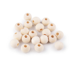 Mărgele din lemn nelăcuite ø18 mm - Natural deschis (20 Bucăți)