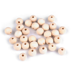 Mărgele din lemn nelacuite ø12 mm - Natural deschis (50 Bucăți)
