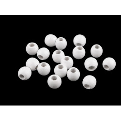 Margele de lemn ø13 a 14 mm - Alb (20 Grame)