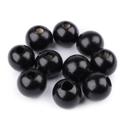 Margele de lemn ø25 mm - Negru (10 Bucăți)