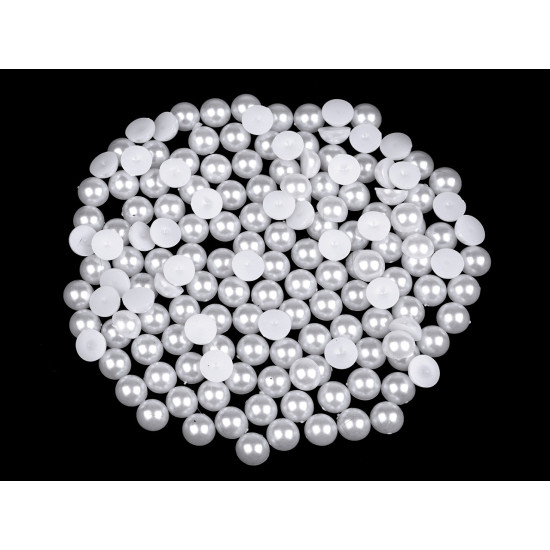 Jumătăţi de perle (de lipit), ø9 mm - Alb (150 Grame)