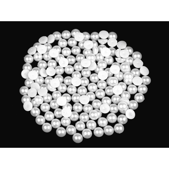 Jumătăţi de perle (de lipit), ø9 mm - Alb (150 Grame)