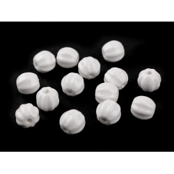 Mărgele de porțelan canelate ø13 mm - Alb (30 Grame)