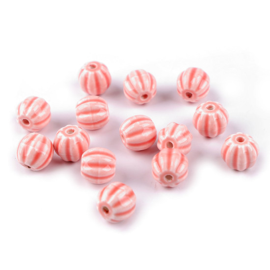 Mărgele de porțelan canelate ø13 mm - Verde pastel (30 Grame) Mărgele de porțelan canelate ø13 mm - Verde pastel (30 Grame)